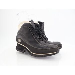Timberland Euro Dub Spin Boots Women 9 Black & White Leather Lace Up